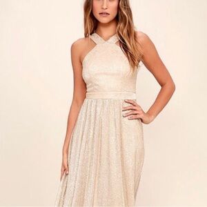 Lulu's Sparkling Beige Maxi Dress